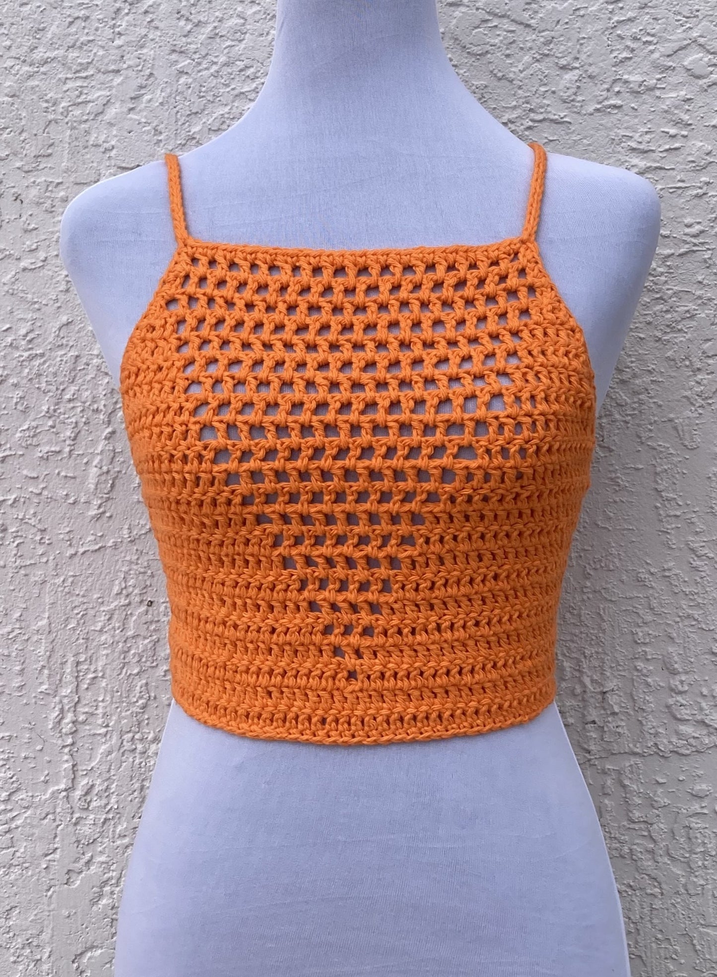 Bright Orange Crochet Valerie Top - Small