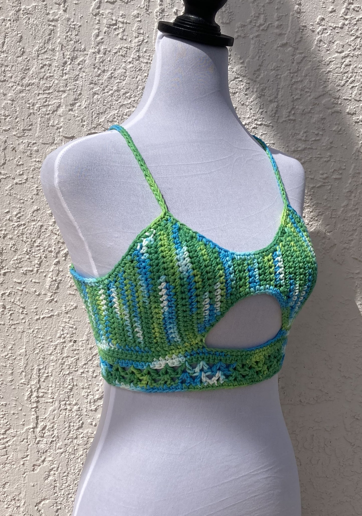 Emerald Ombre Crochet Sneak A Peek Top - Small