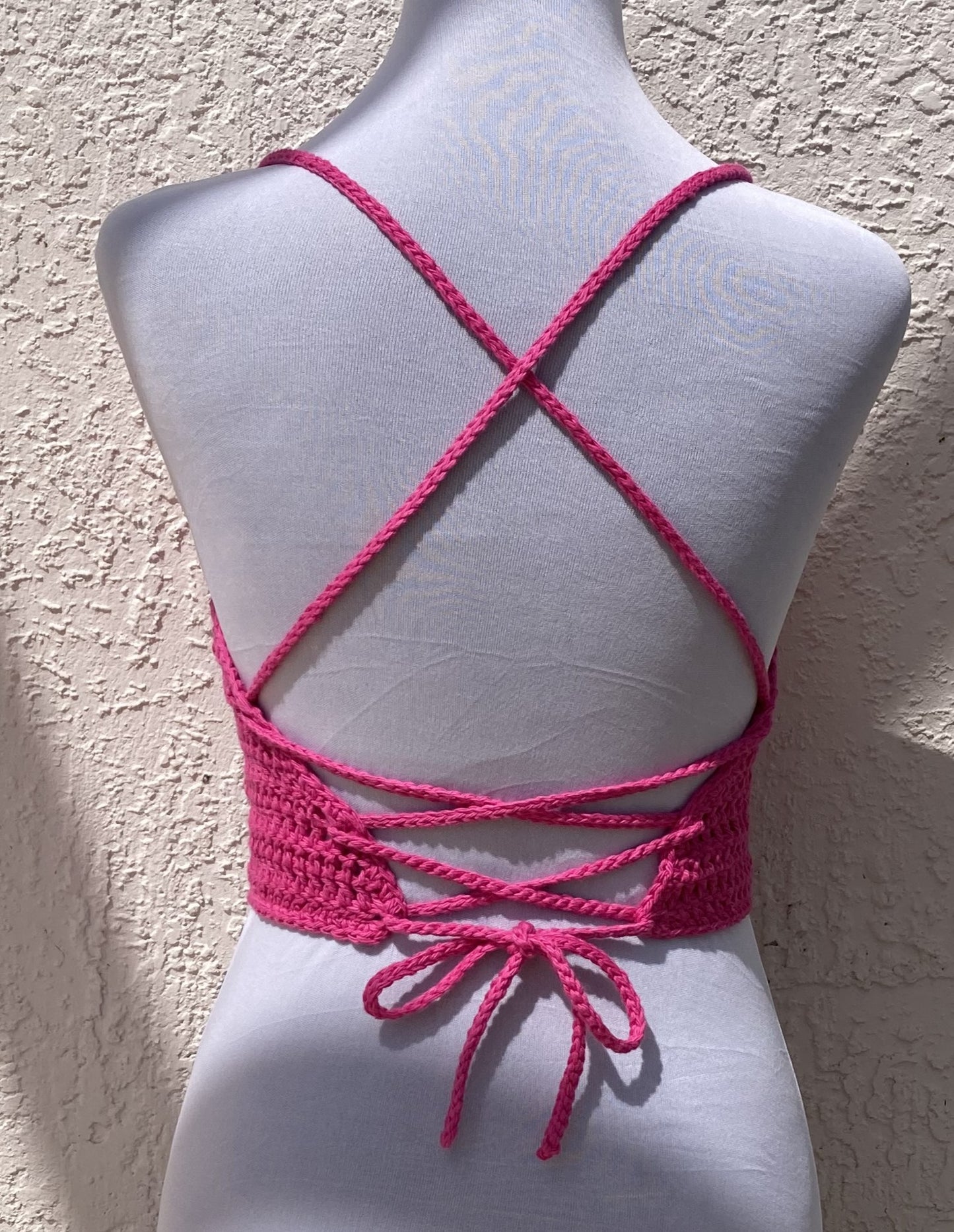 Hot Pink Crochet Valerie Top - Small