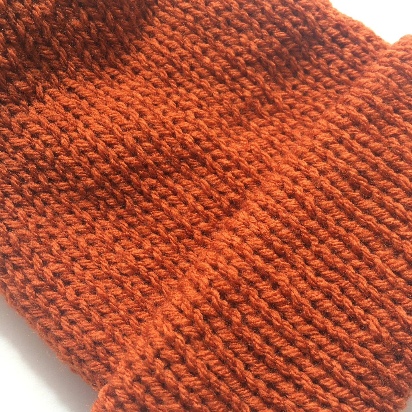 Double Layer Knit Beanie with Removable Pom Pom- 100% Acrylic - Burnt Orange