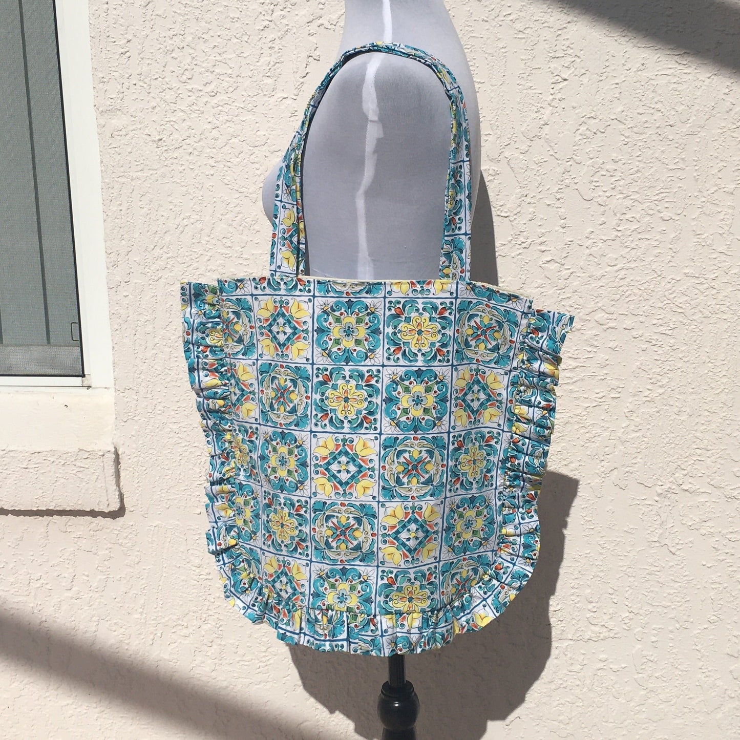 Handmade Floral Ruffle Tote Bag