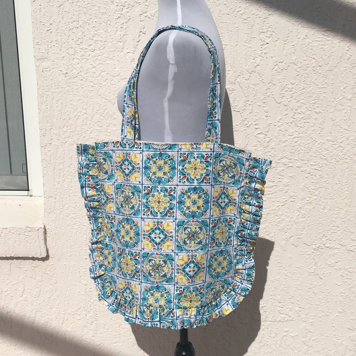 Handmade Floral Ruffle Tote Bag