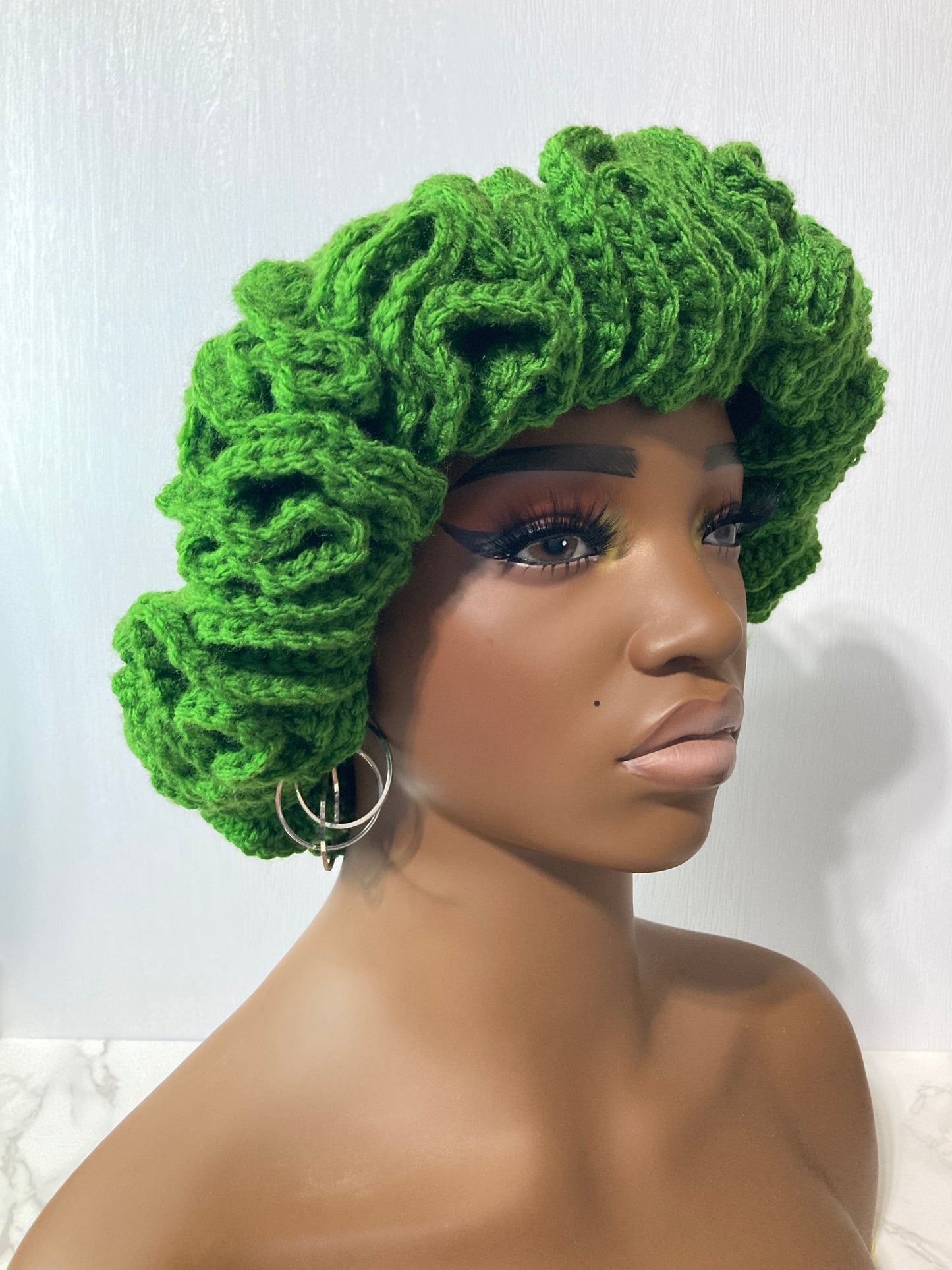 Ruffle Brim Crochet Hat - Forest