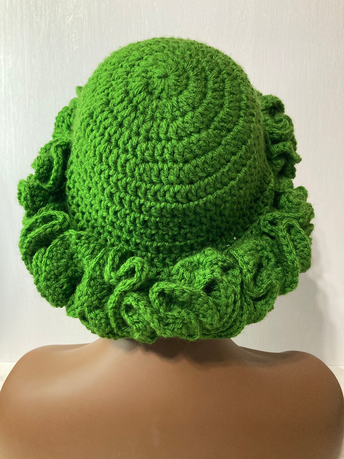 Ruffle Brim Crochet Hat - Forest