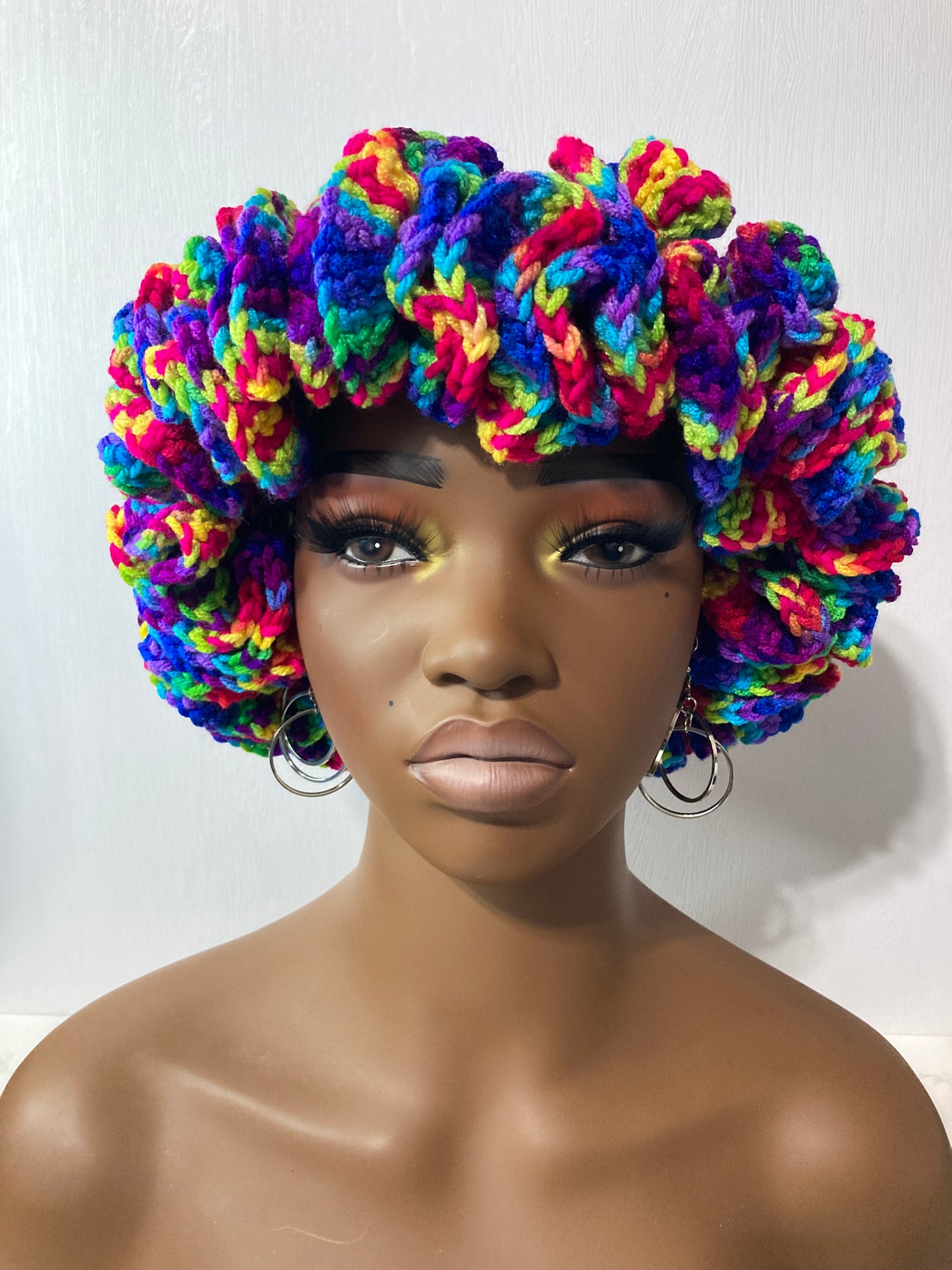 Ruffle Brim Crochet Hat - Bright Candy