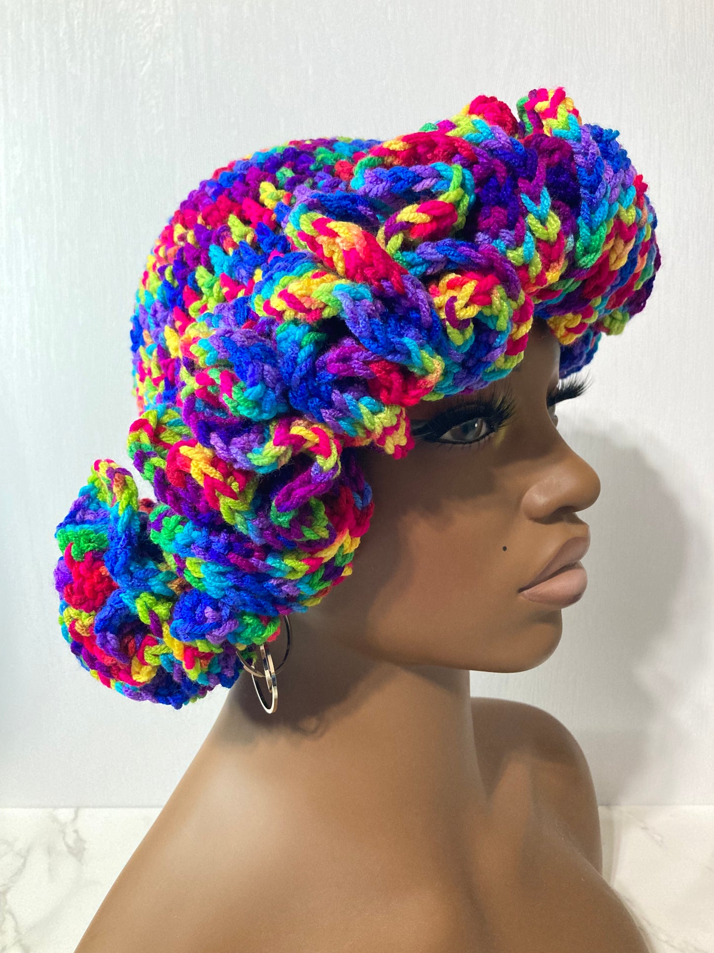 Ruffle Brim Crochet Hat - Bright Candy