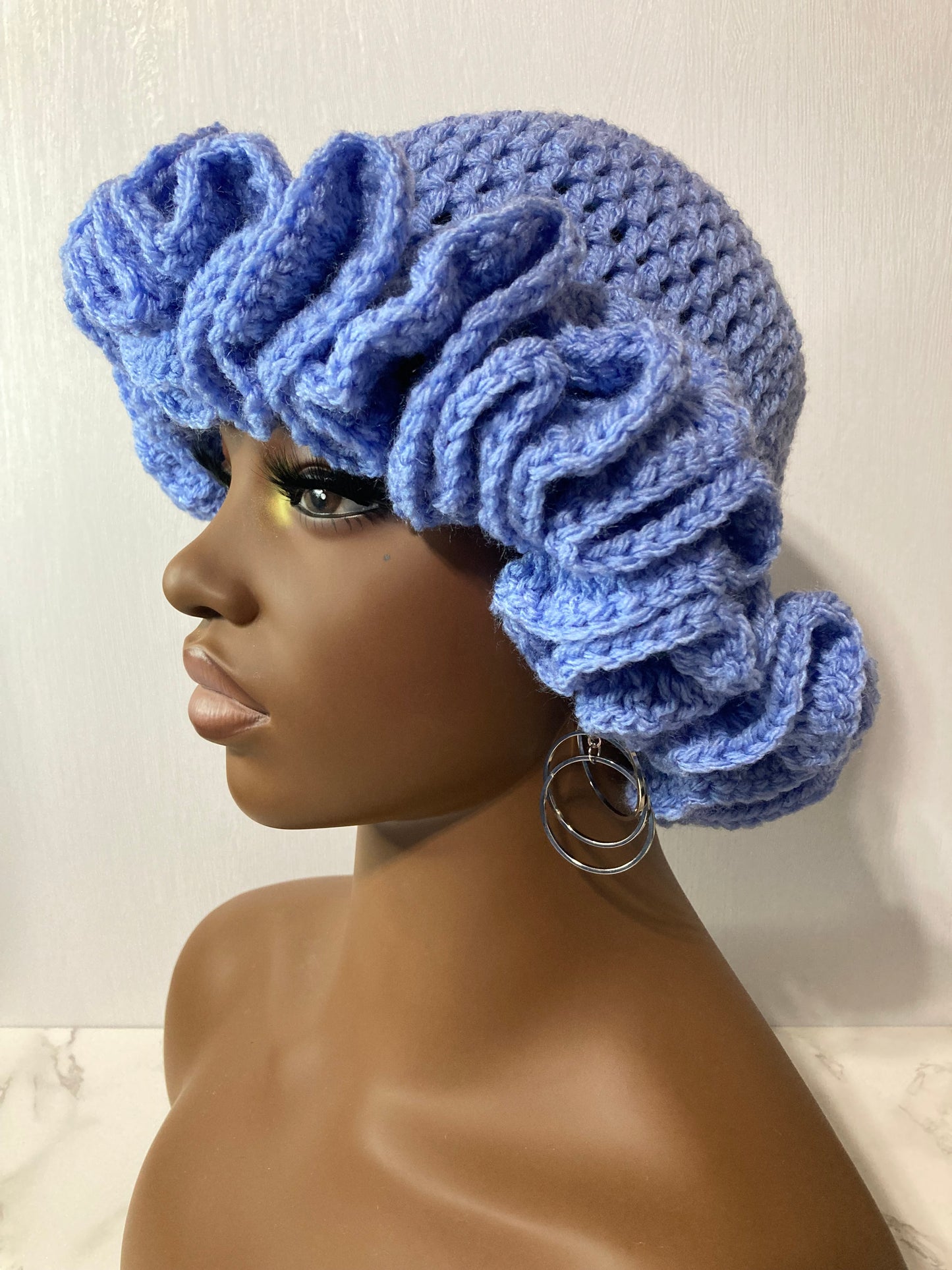 Lite Ruffle Brim Crochet Hat - Cerulean