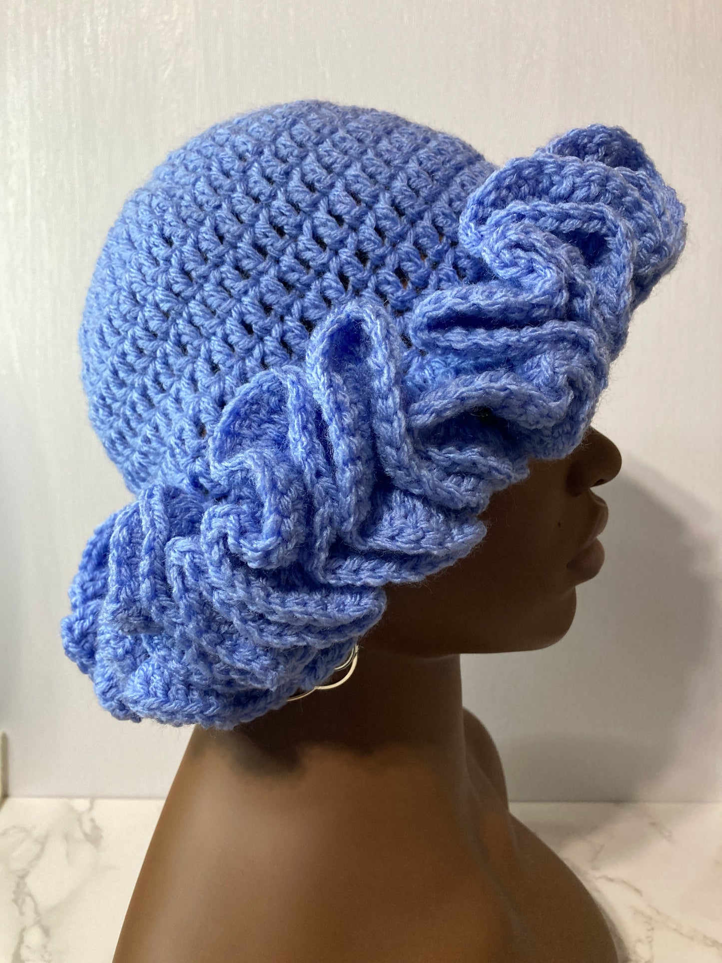 Lite Ruffle Brim Crochet Hat - Cerulean