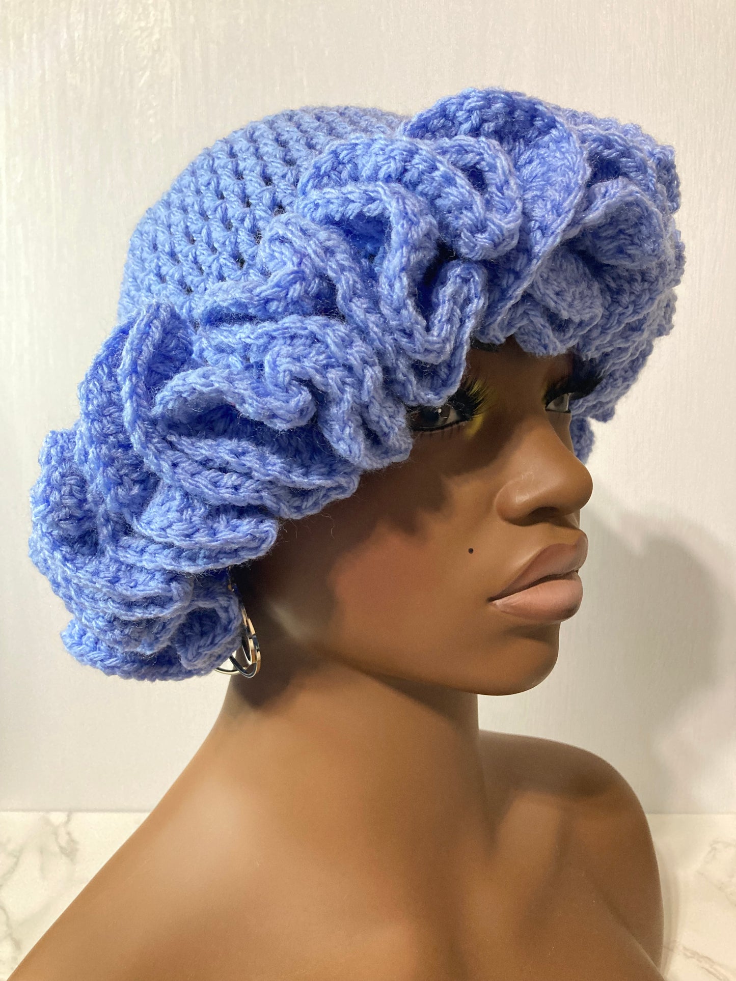 Lite Ruffle Brim Crochet Hat - Cerulean