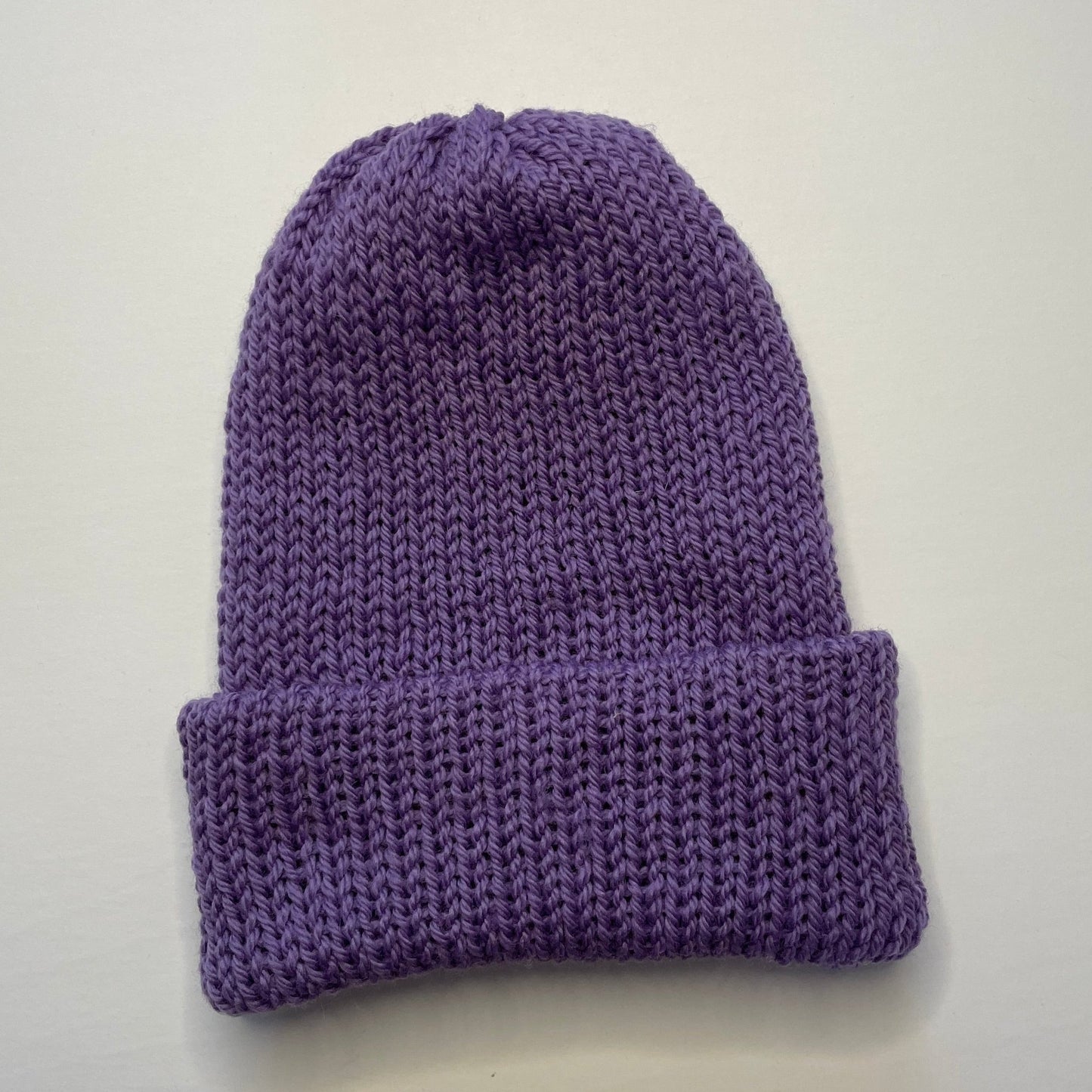 Double Layer Knit Beanie - 100% Wool - Lilac