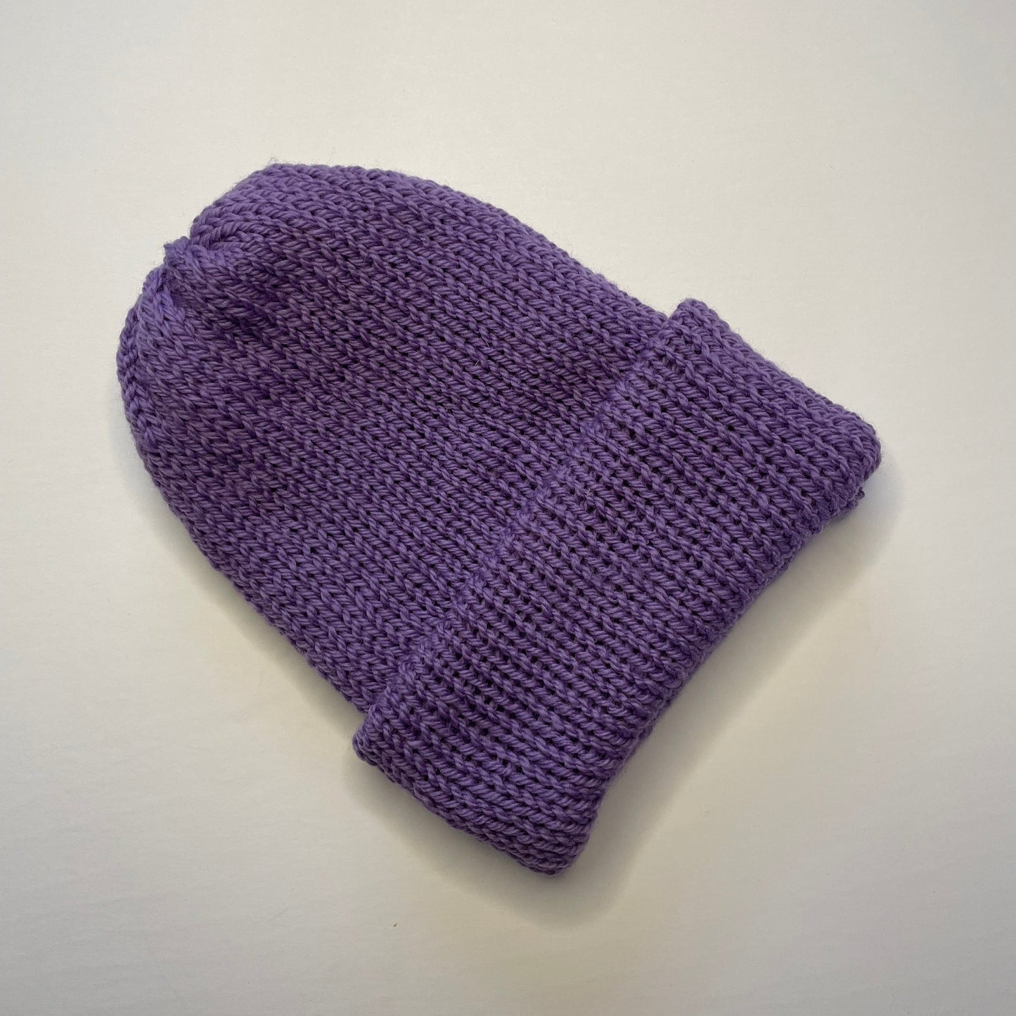 Double Layer Knit Beanie - 100% Wool - Lilac