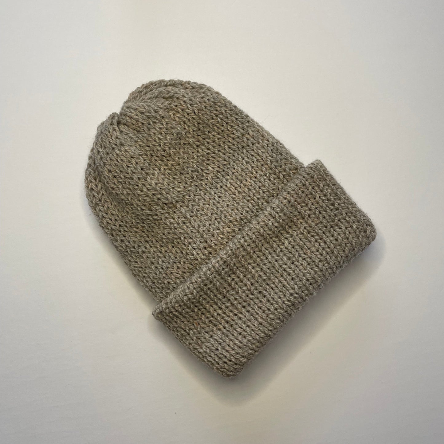 Double Layer Knit Beanie - 100% Wool - Oatmeal