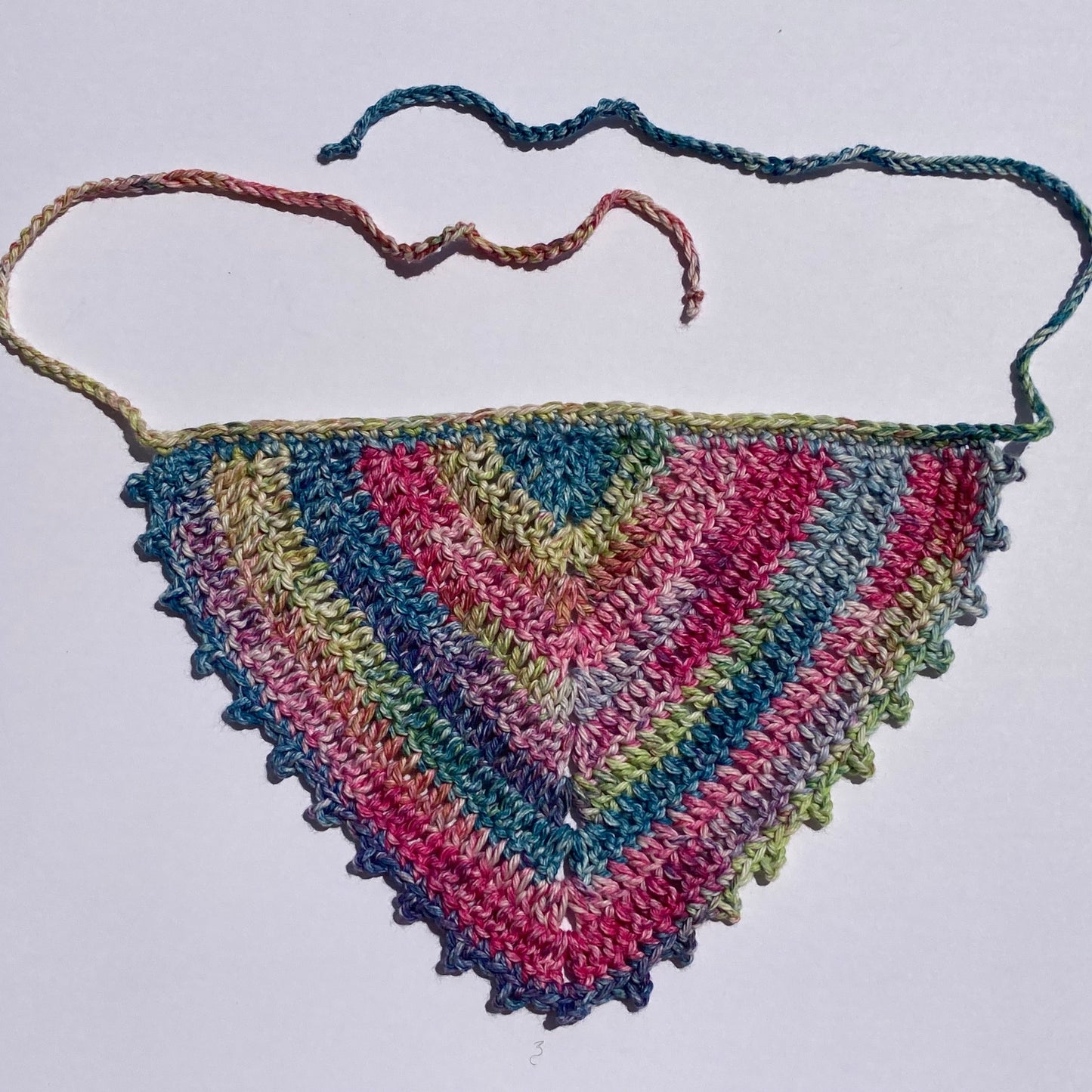 Crochet Cotton Bandana - Pink Green Purple