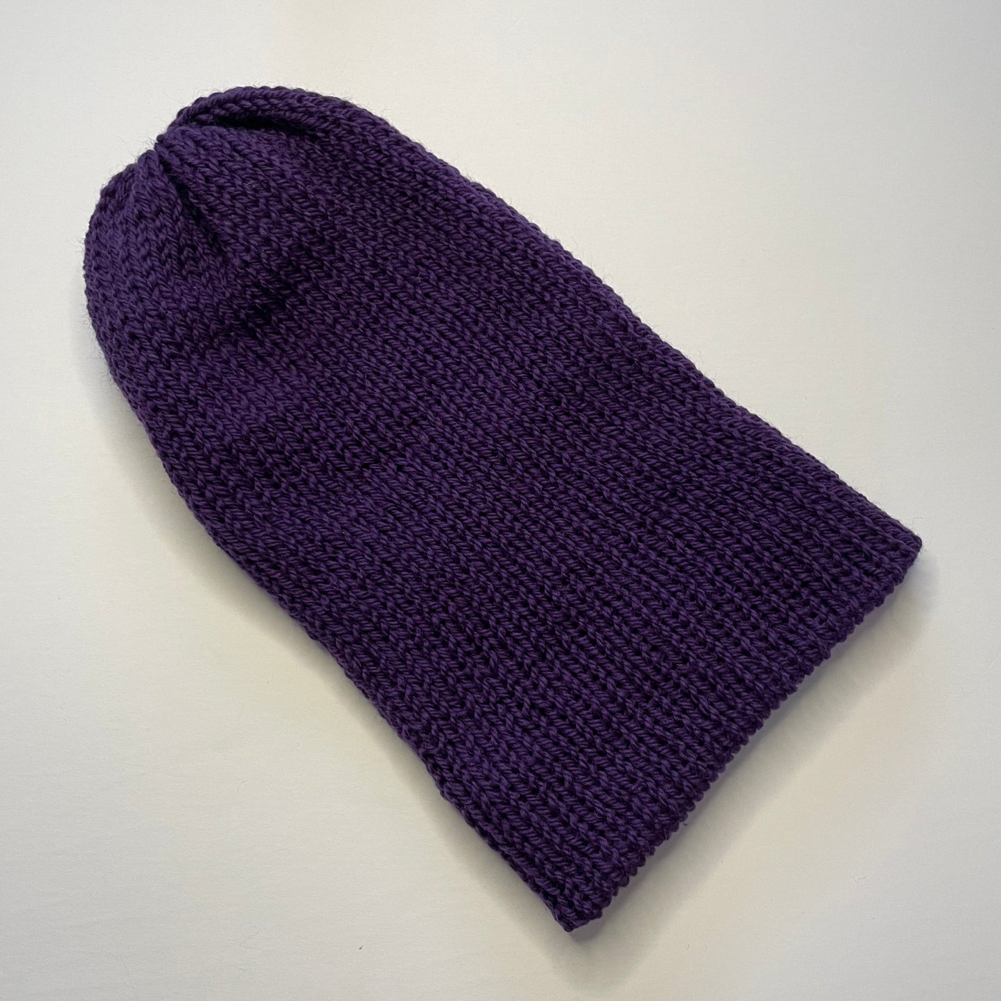 Double Layer Knit Beanie - 100% Wool - Royal Purple