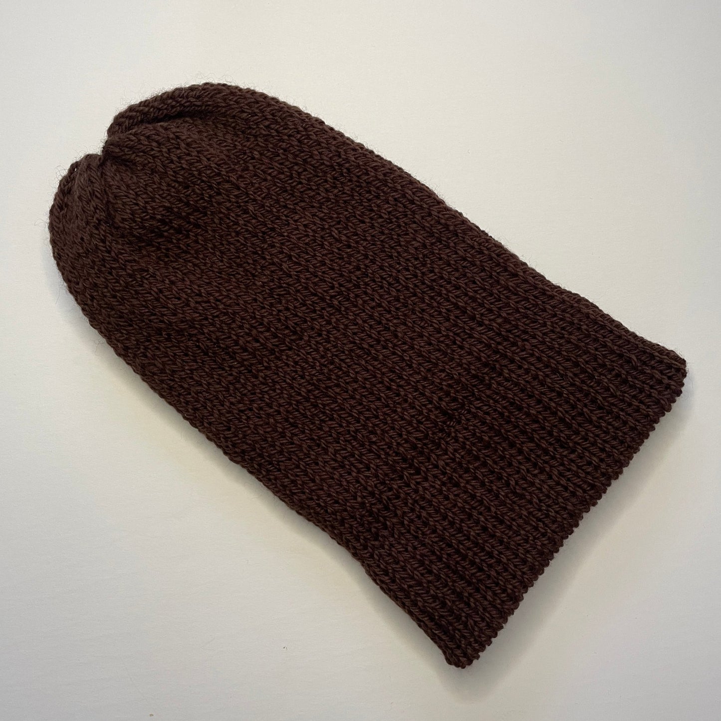 Double Layer Knit Beanie - 100% Wool - Dark Brown