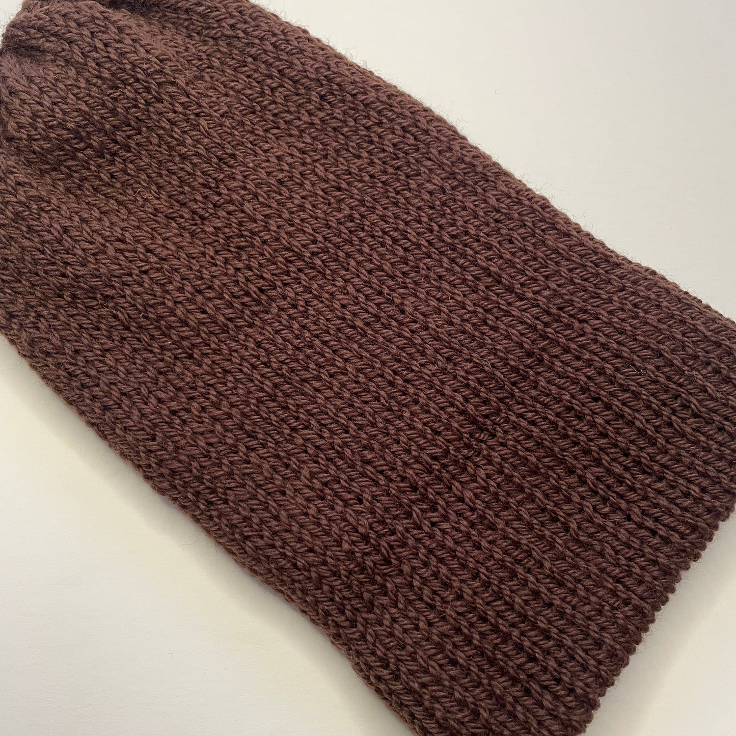 Double Layer Knit Beanie - 100% Wool - Dark Brown