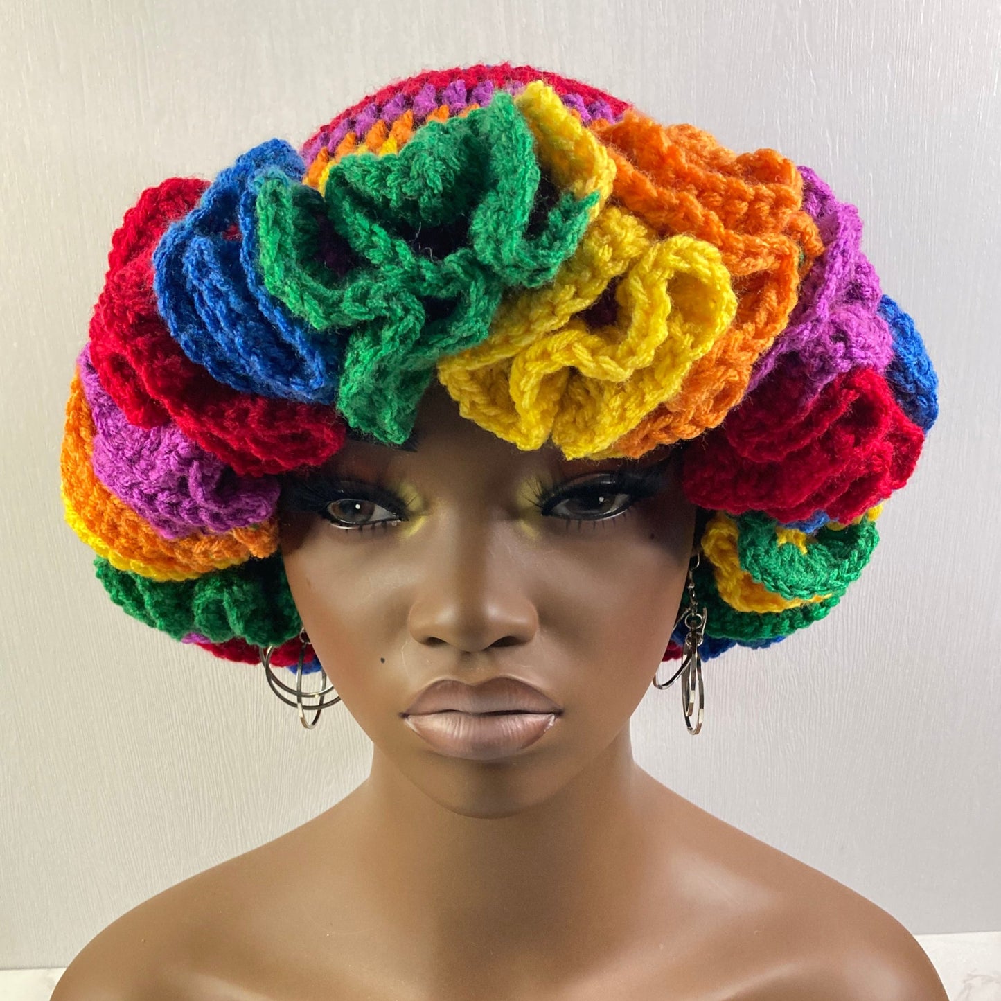 Ruffle Brim Crochet Hat - Rainbow Wish