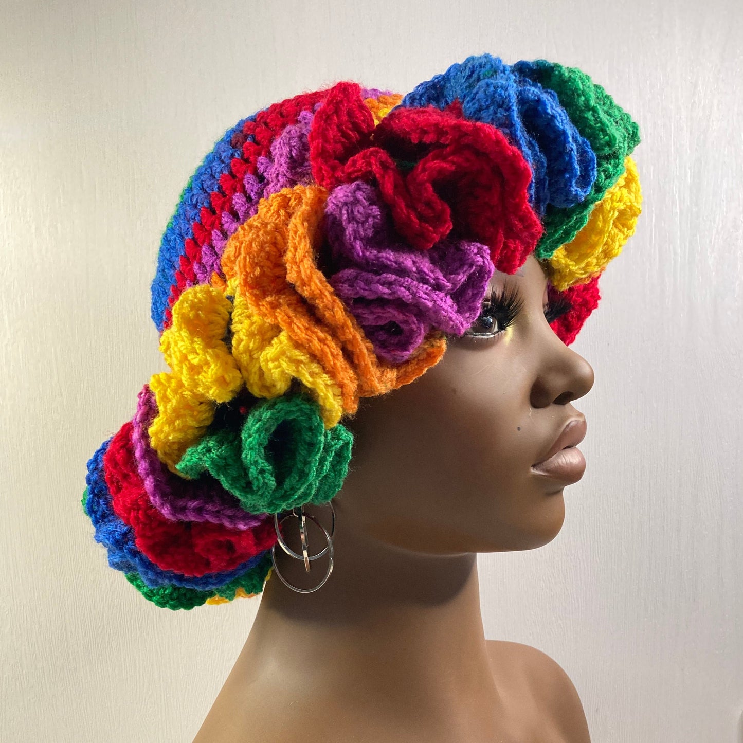 Ruffle Brim Crochet Hat - Rainbow Wish