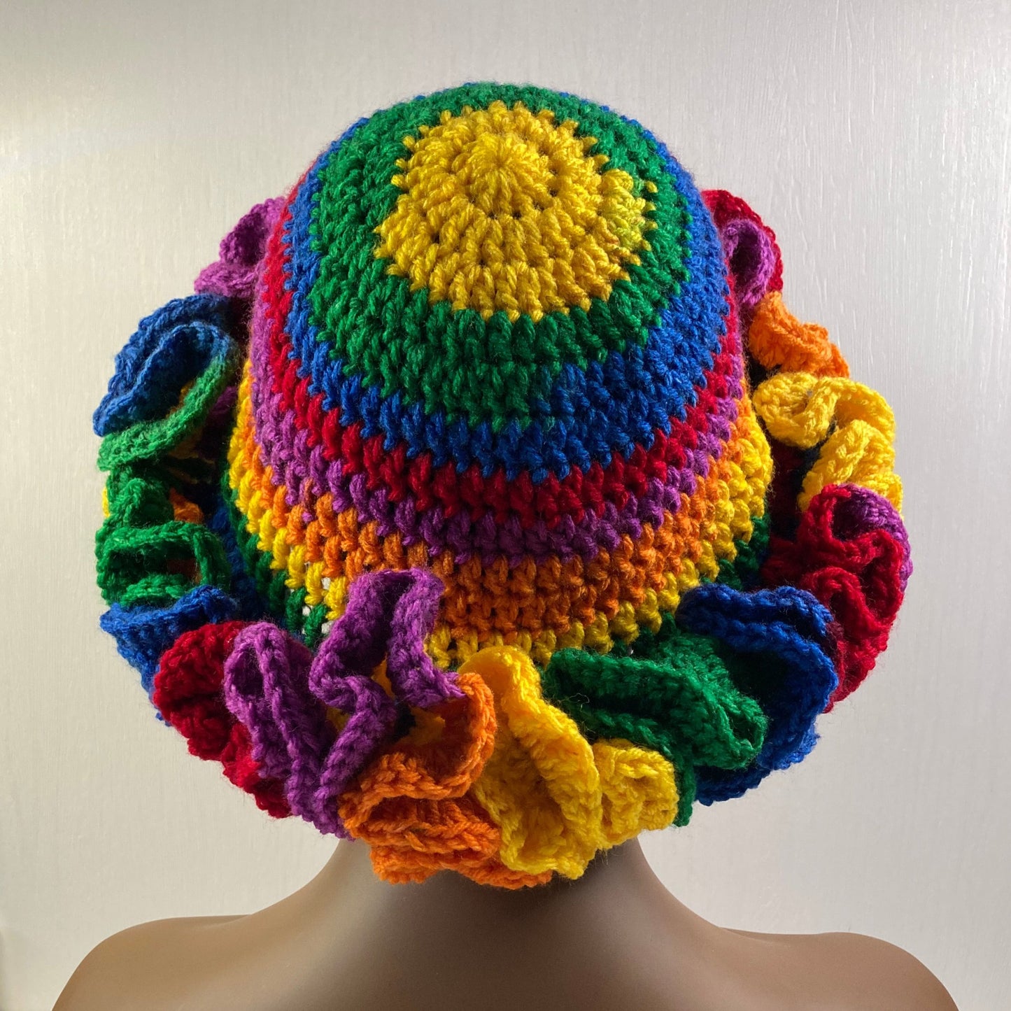 Ruffle Brim Crochet Hat - Rainbow Wish