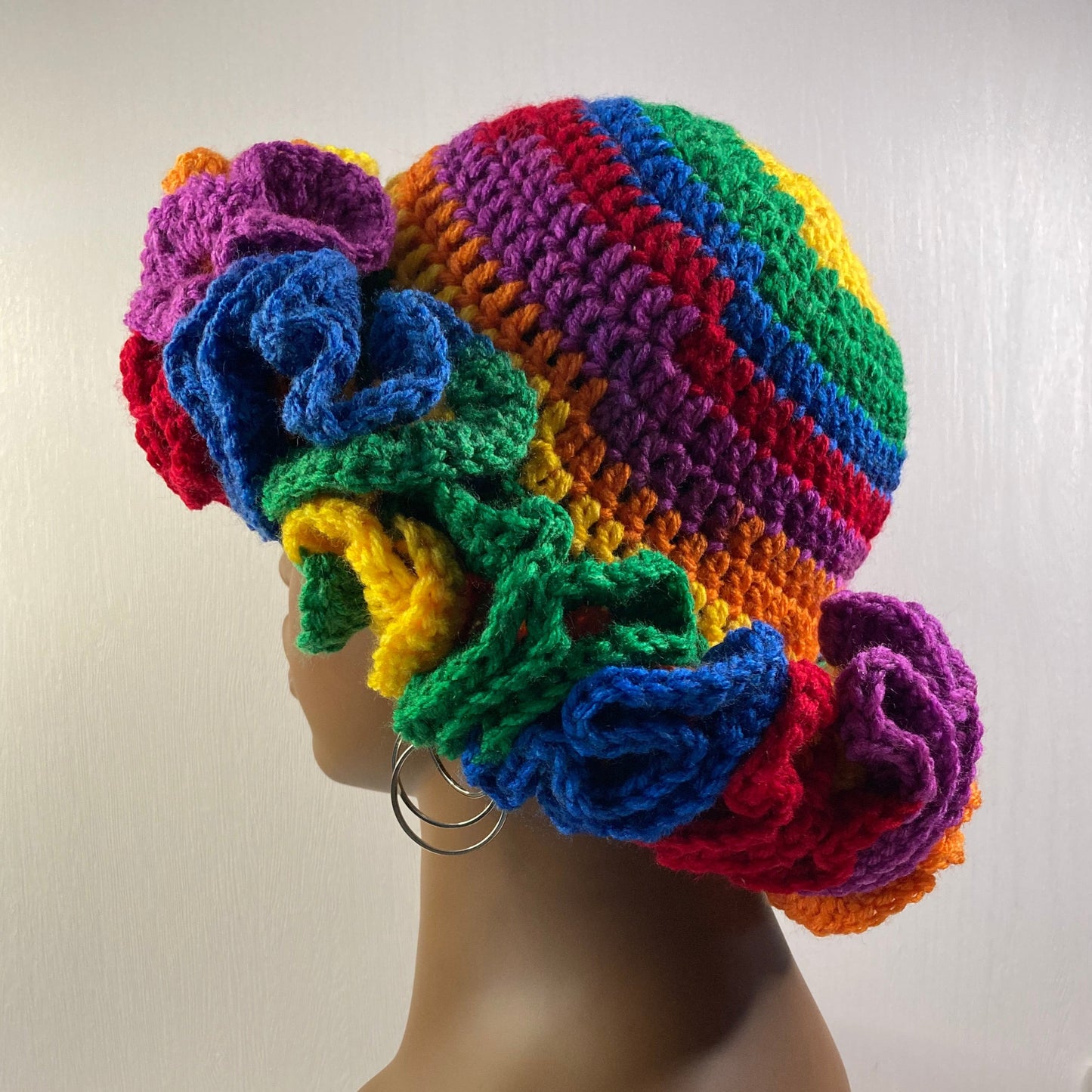 Ruffle Brim Crochet Hat - Rainbow Wish