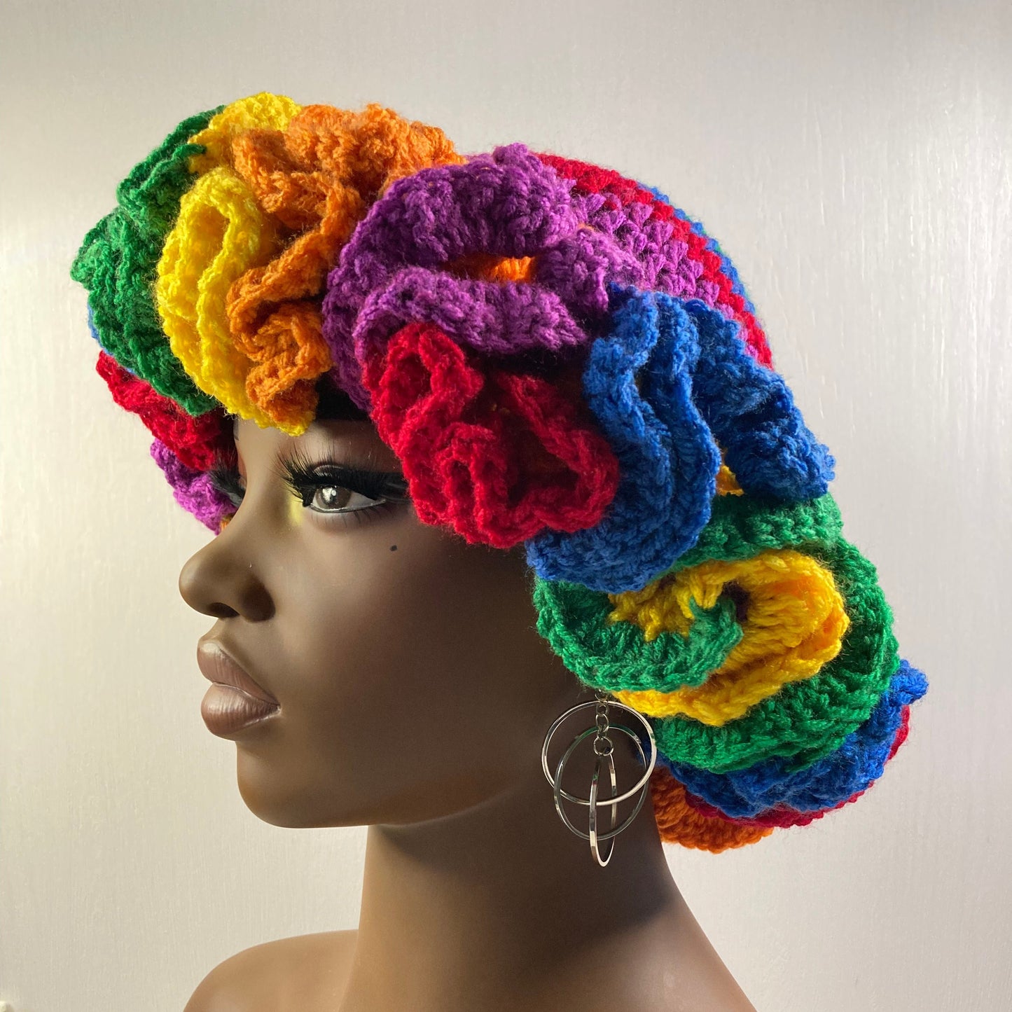 Ruffle Brim Crochet Hat - Rainbow Wish