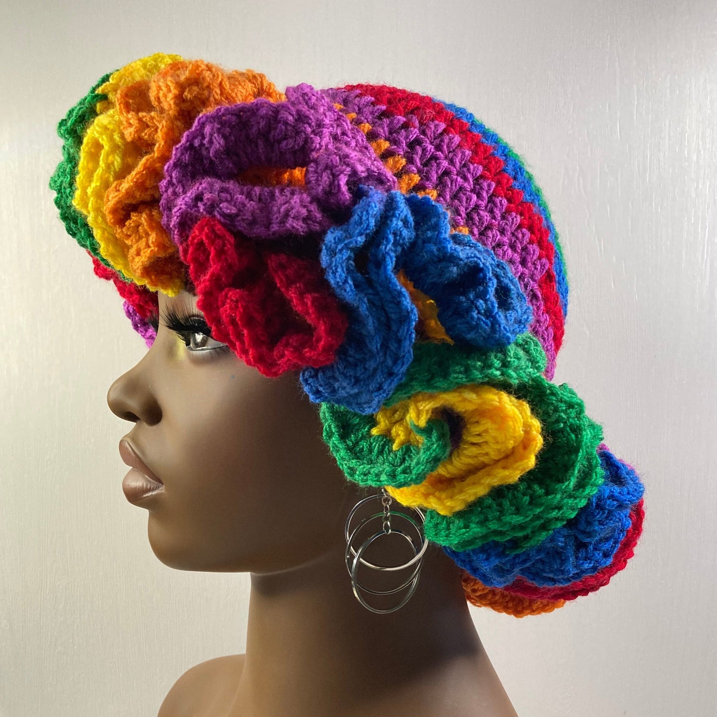 Ruffle Brim Crochet Hat - Rainbow Wish