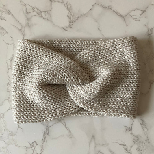 Knit Ear Warmer/Headband - Cream - Handmade