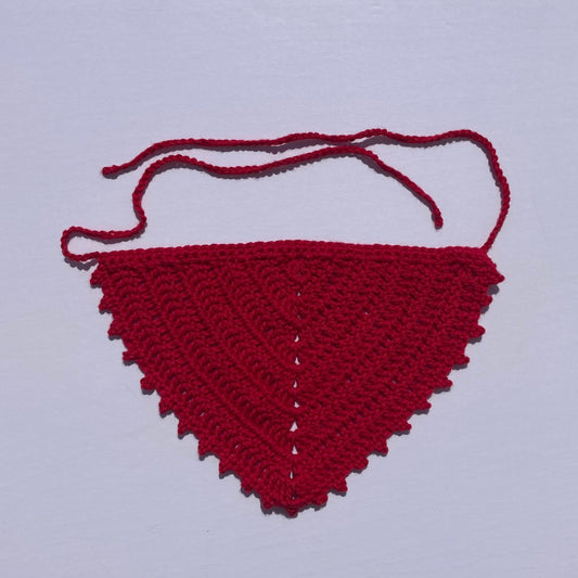 Crochet Cotton Bandana - Apple Red