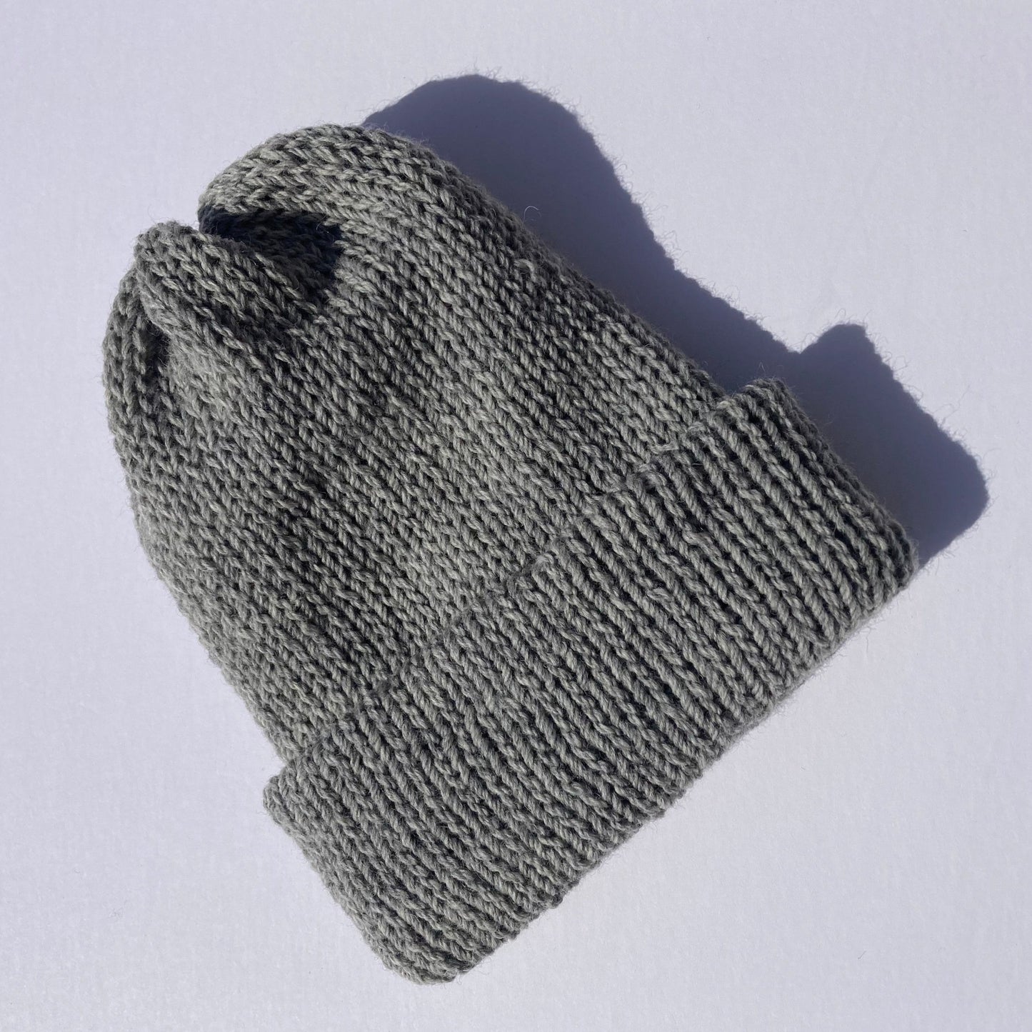 Double Layer Knit Beanie - 100% Wool - Light Gray