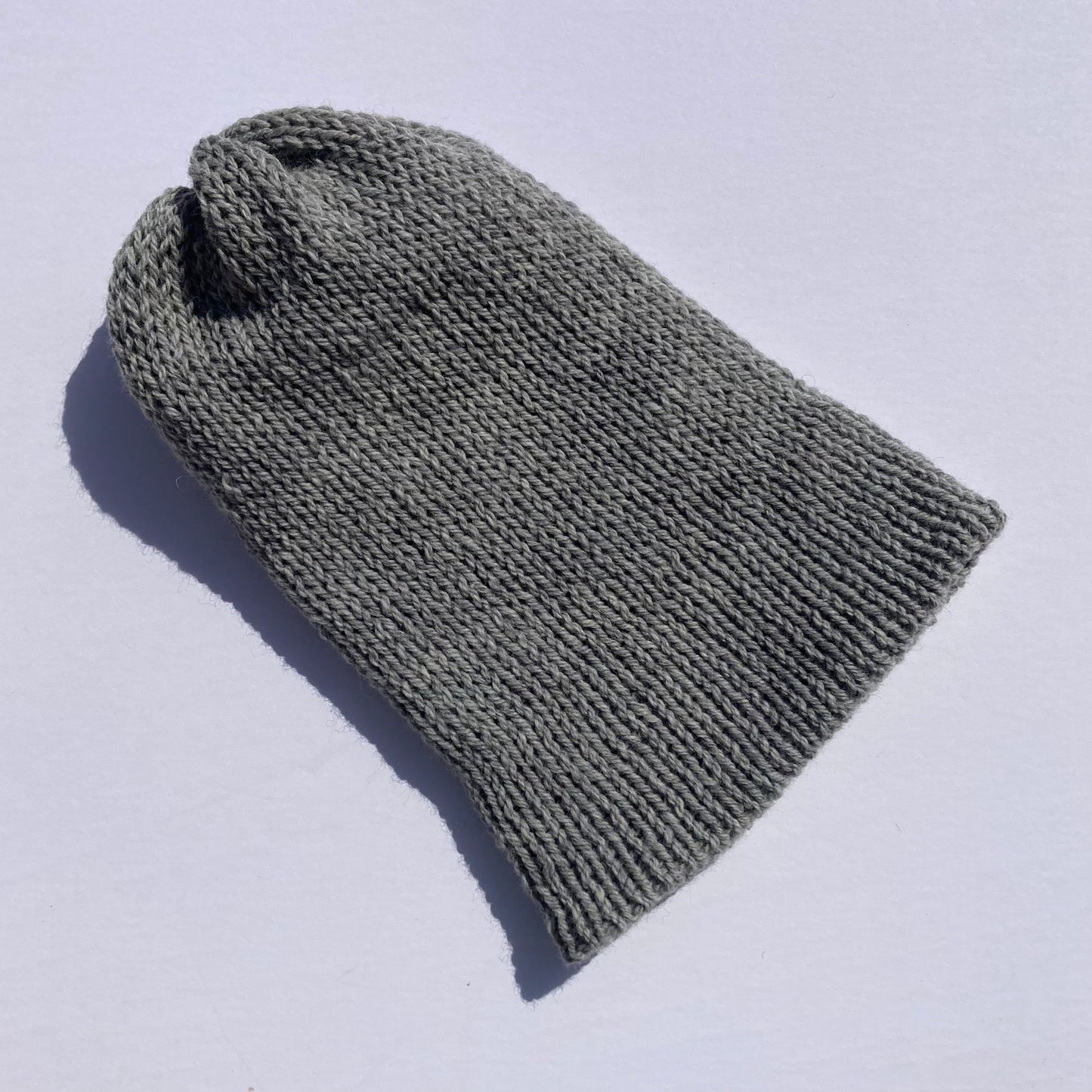 Double Layer Knit Beanie - 100% Wool - Light Gray