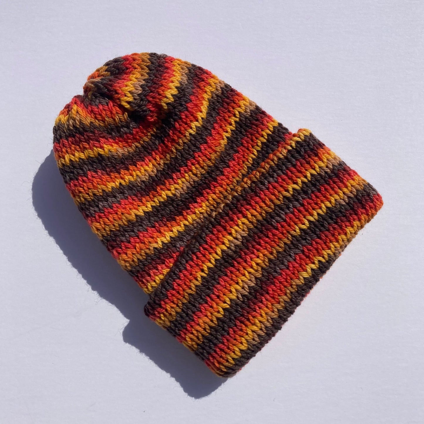 Double Layer Knit Beanie - 100% Wool - Fall Multicolor