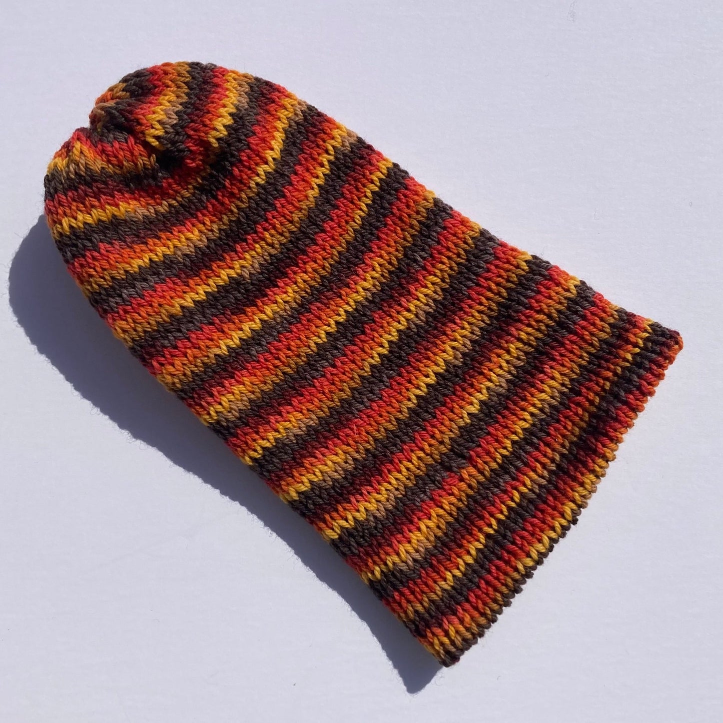 Double Layer Knit Beanie - 100% Wool - Fall Multicolor