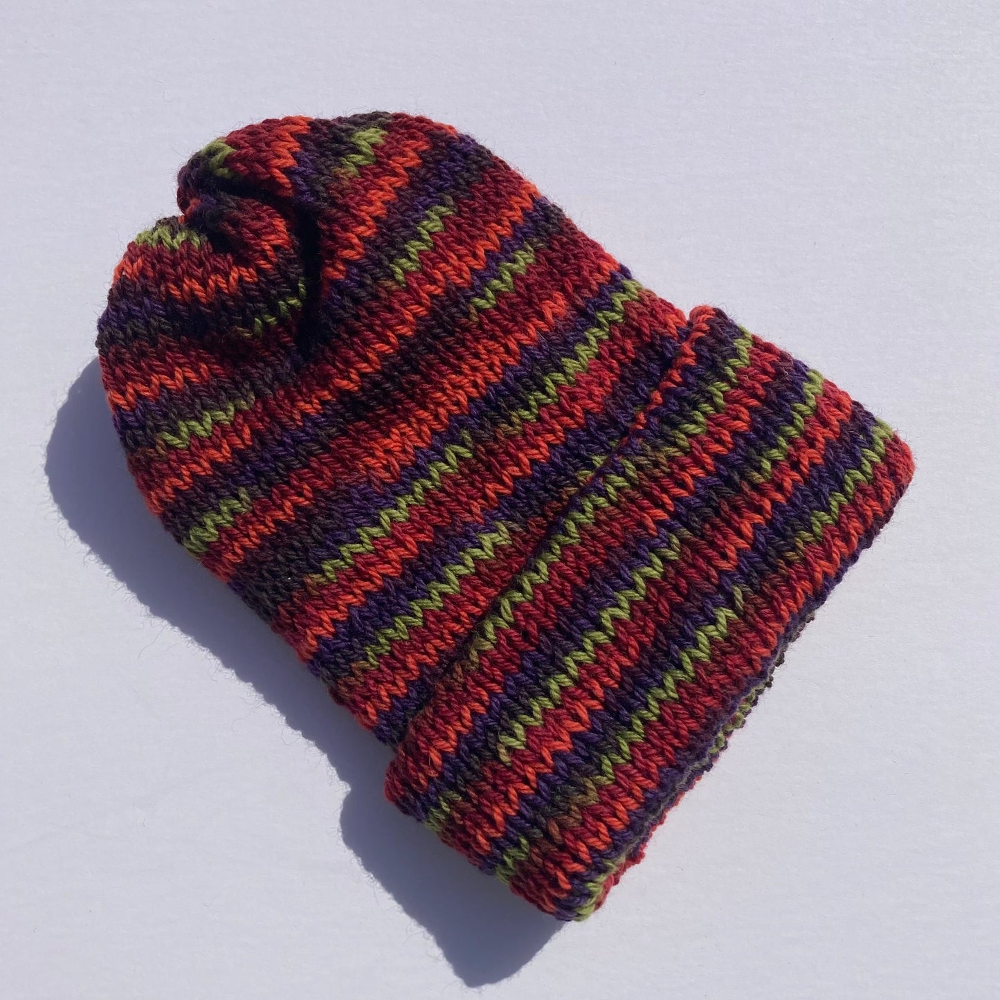 Double Layer Knit Beanie - 100% Wool - Harvest Multicolor