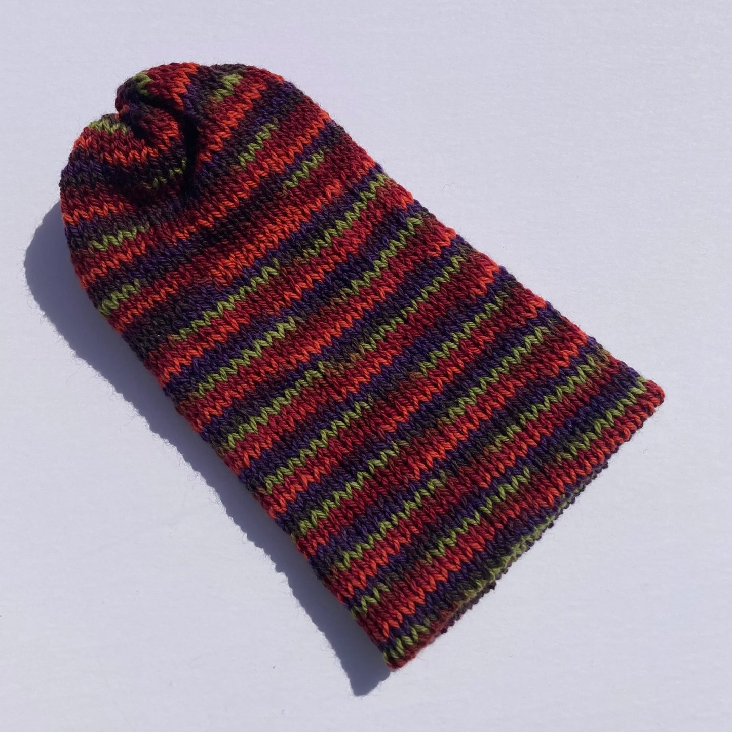 Double Layer Knit Beanie - 100% Wool - Harvest Multicolor