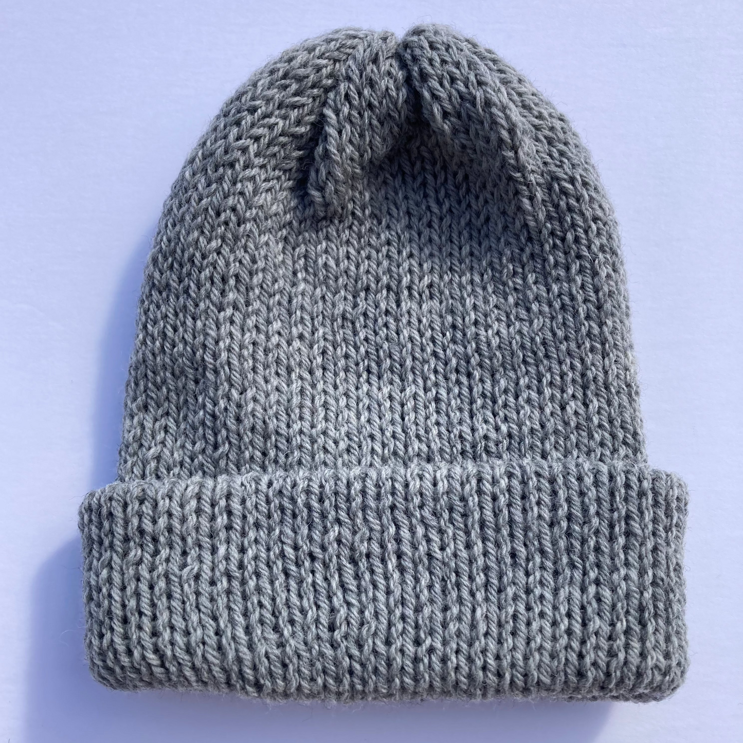 Double Layer Knit Beanie - 100% Wool - Light Gray