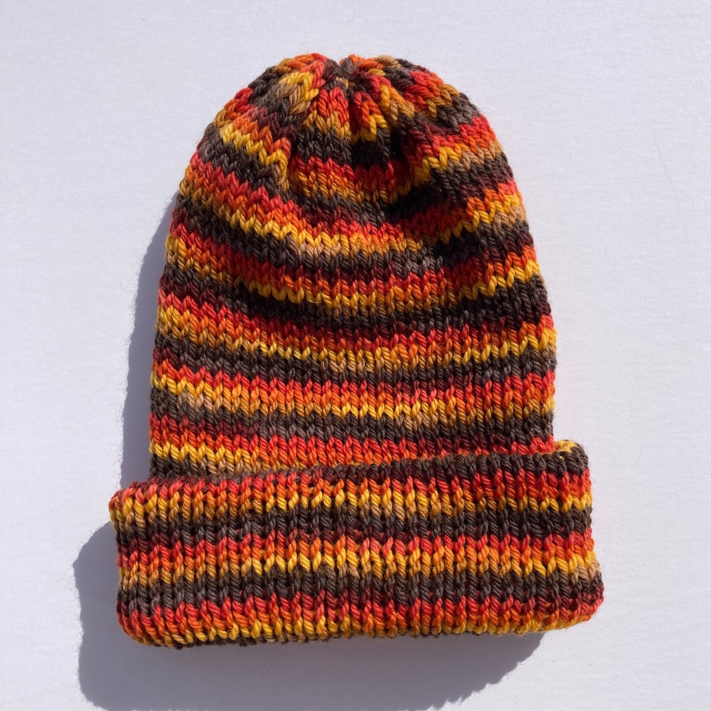 Double Layer Knit Beanie - 100% Wool - Fall Multicolor