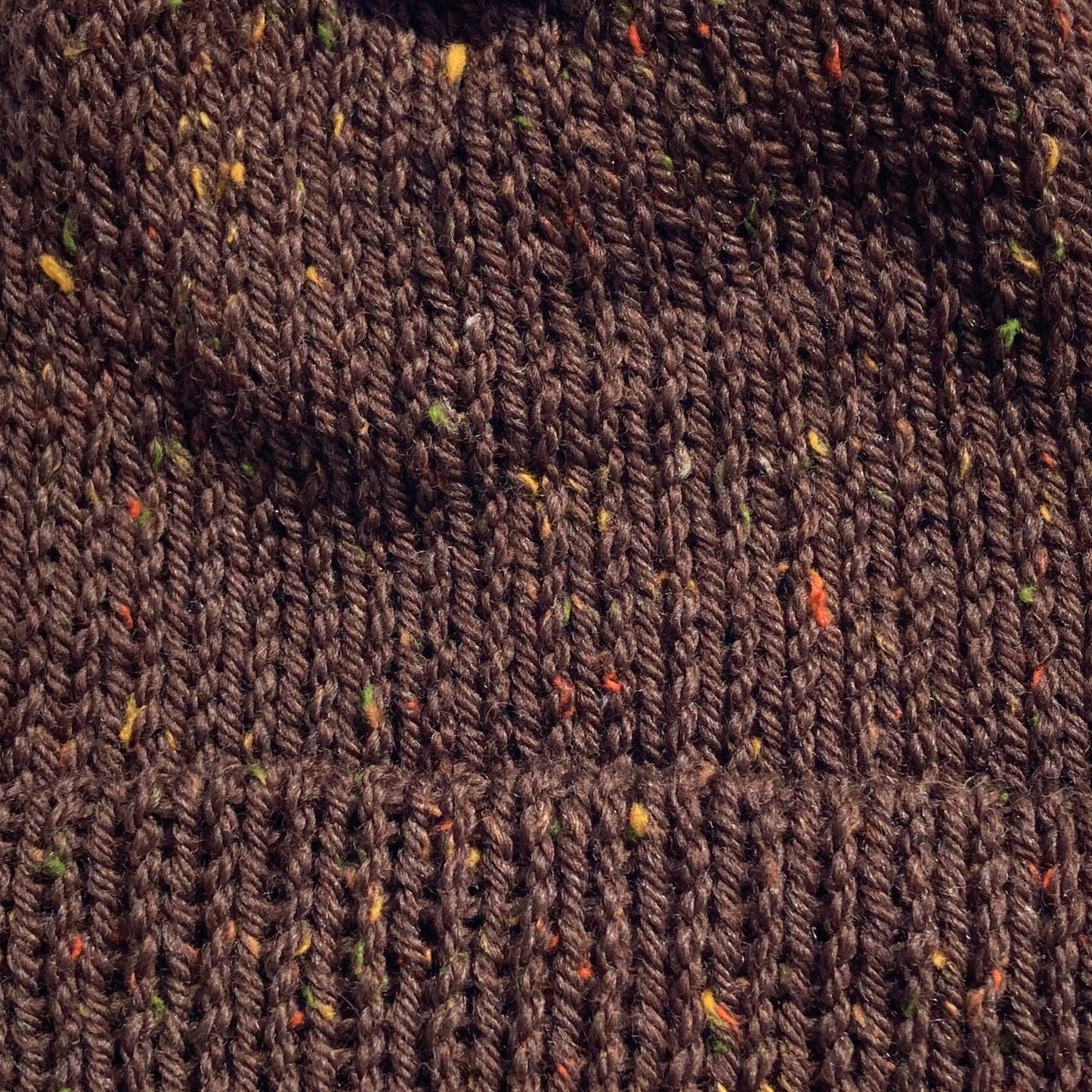 Double Layer Knit Beanie - 100% Wool - Chestnut Tweed