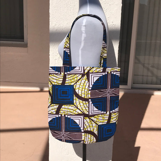 Handmade Blue Ankara Tote Bag - African Print