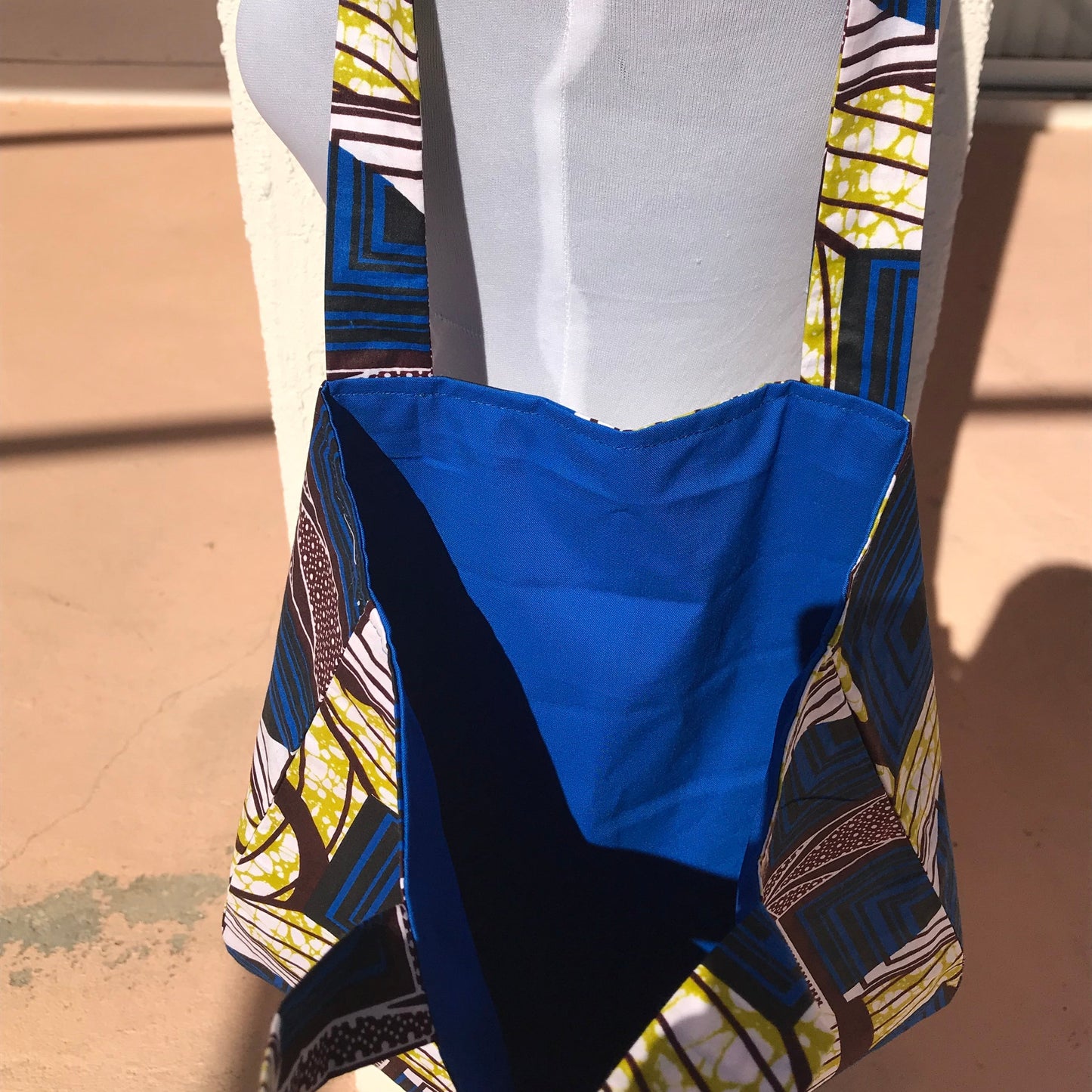 Handmade Blue Ankara Tote Bag - African Print