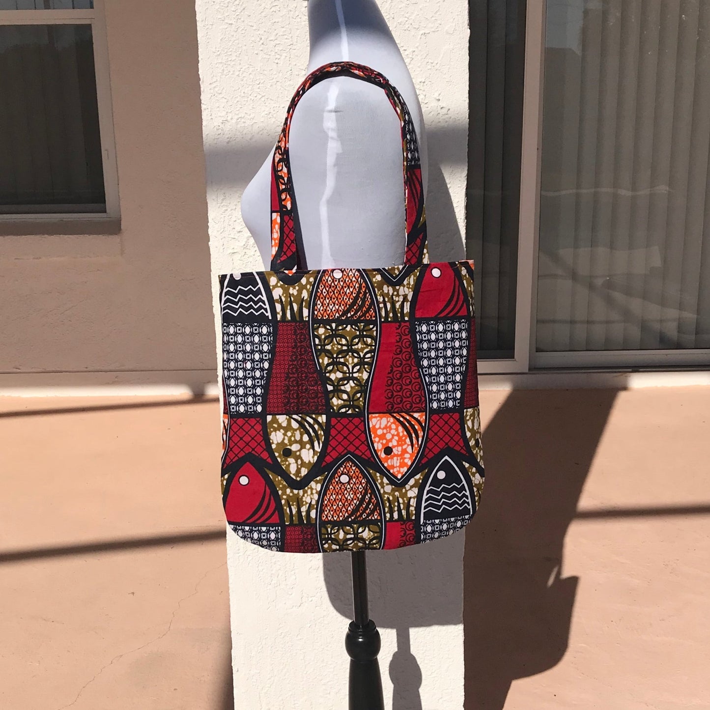 Handmade Red Ankara Tote Bag - African Print