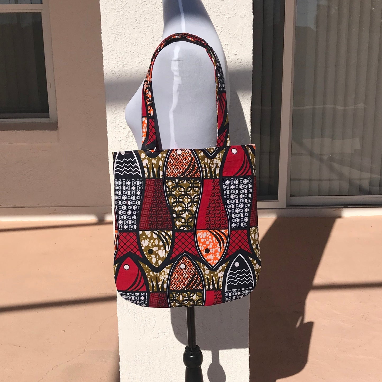 Handmade Red Ankara Tote Bag - African Print