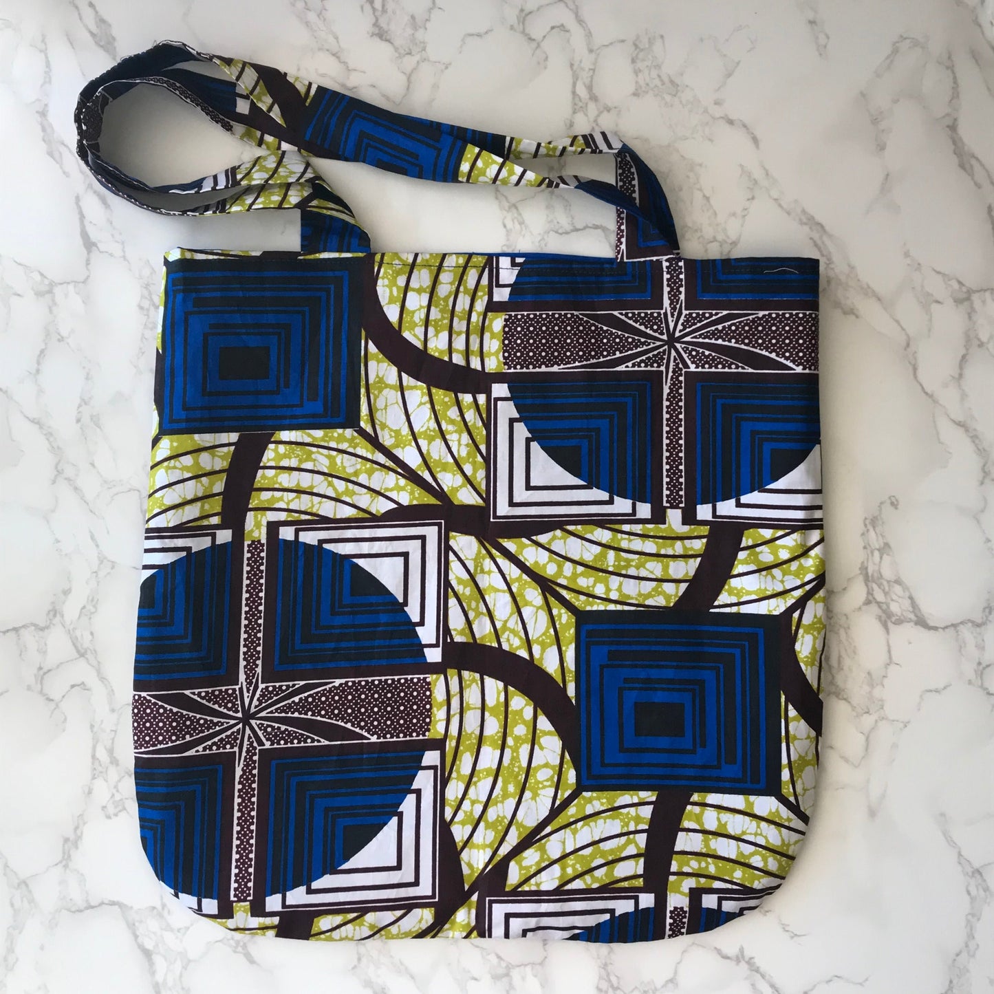 Handmade Blue Ankara Tote Bag - African Print