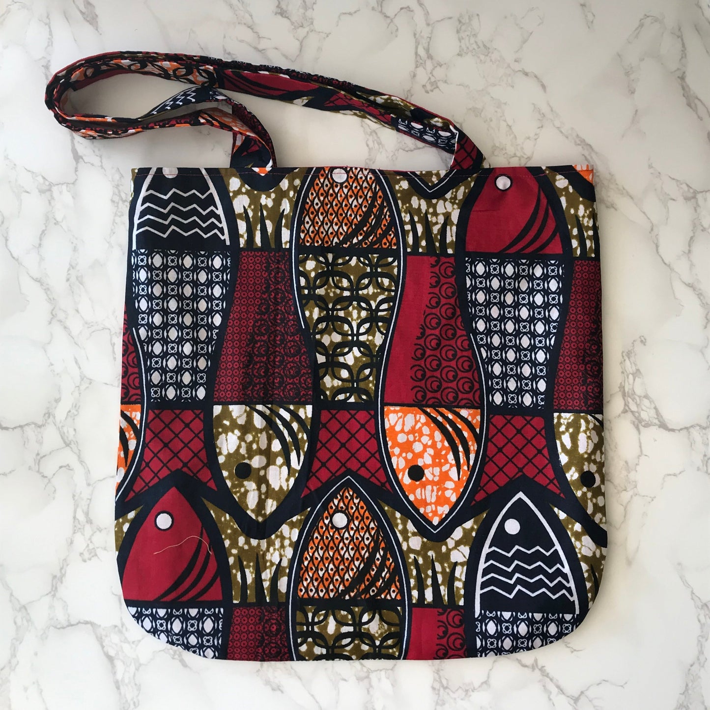 Handmade Red Ankara Tote Bag - African Print