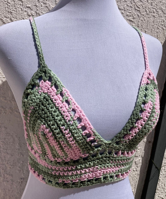 Pink Camo Crochet Lilly Top - Small