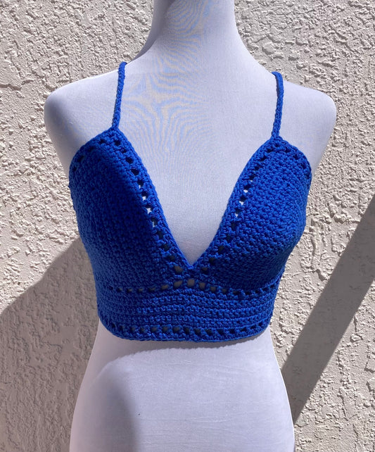 Royal Blue Crochet Lilly Top - Medium