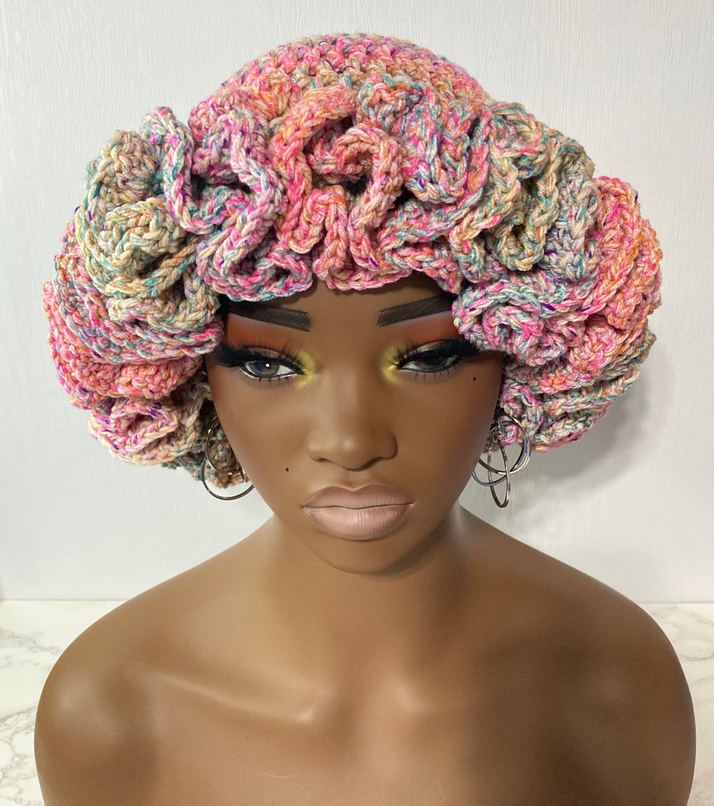 Ruffle Brim Crochet Hat - Candy