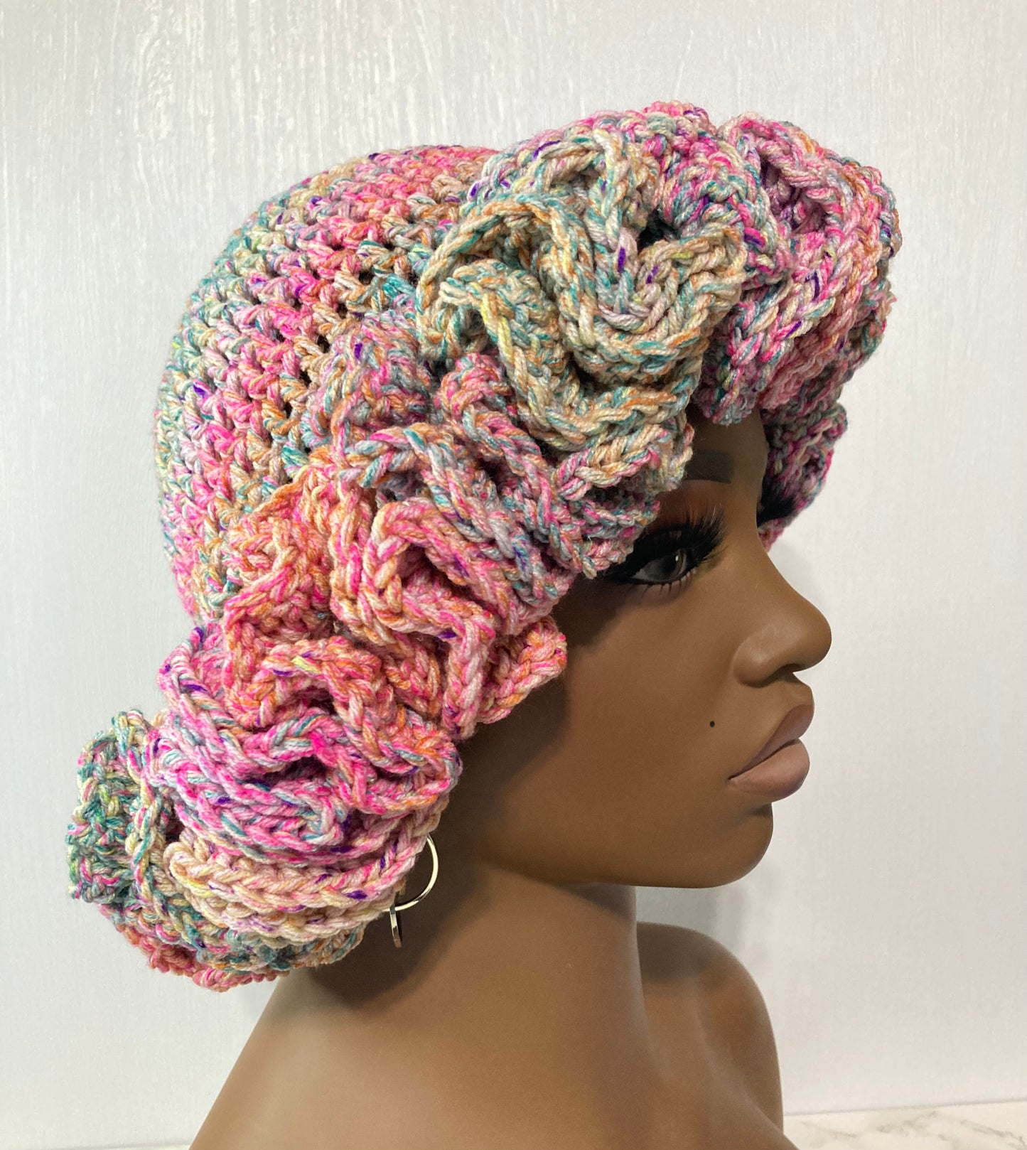 Ruffle Brim Crochet Hat - Candy