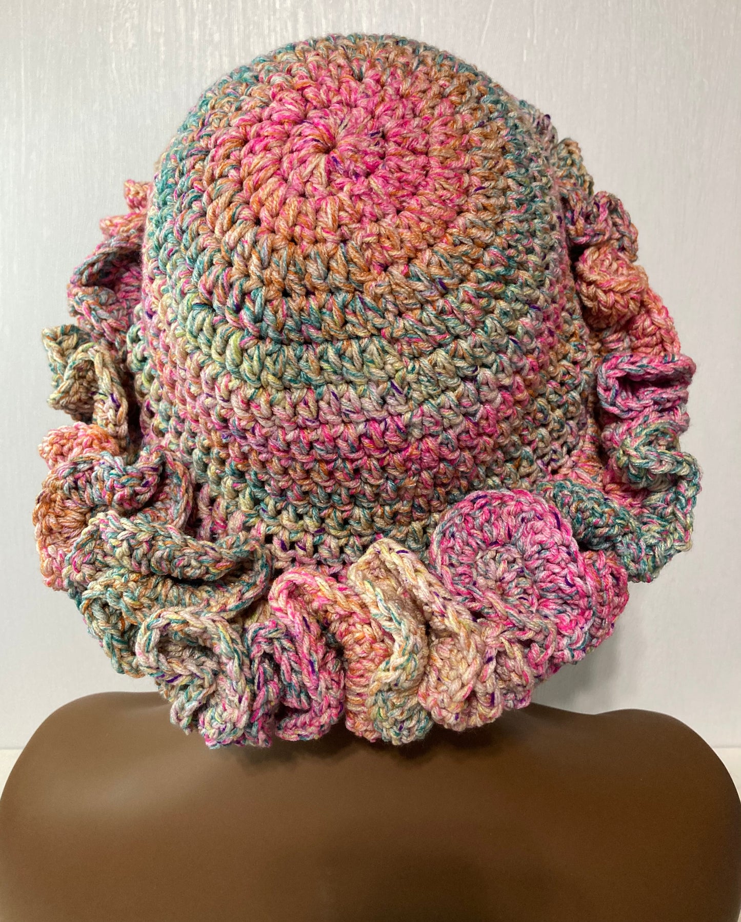 Ruffle Brim Crochet Hat - Candy