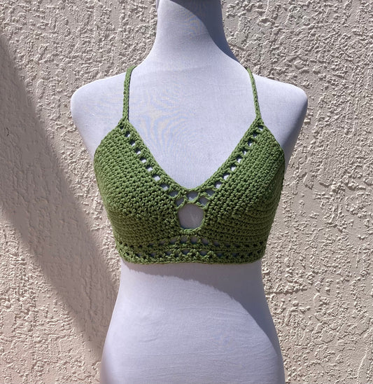 Sage Crochet Journey Crop Top / Bralette - Small