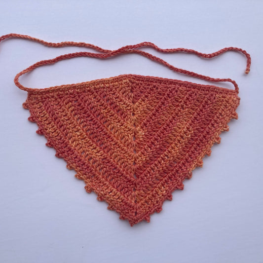 Crochet Cotton Bandana - Orangey